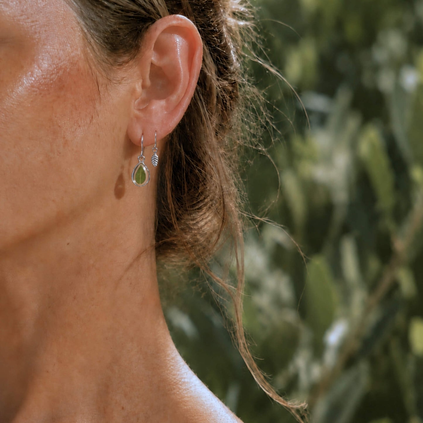 Little Leaf Drop Earrings Polished Steel