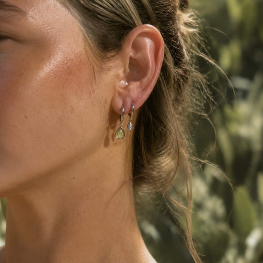 Eucalyptus Hoop Earrings Polished Steel