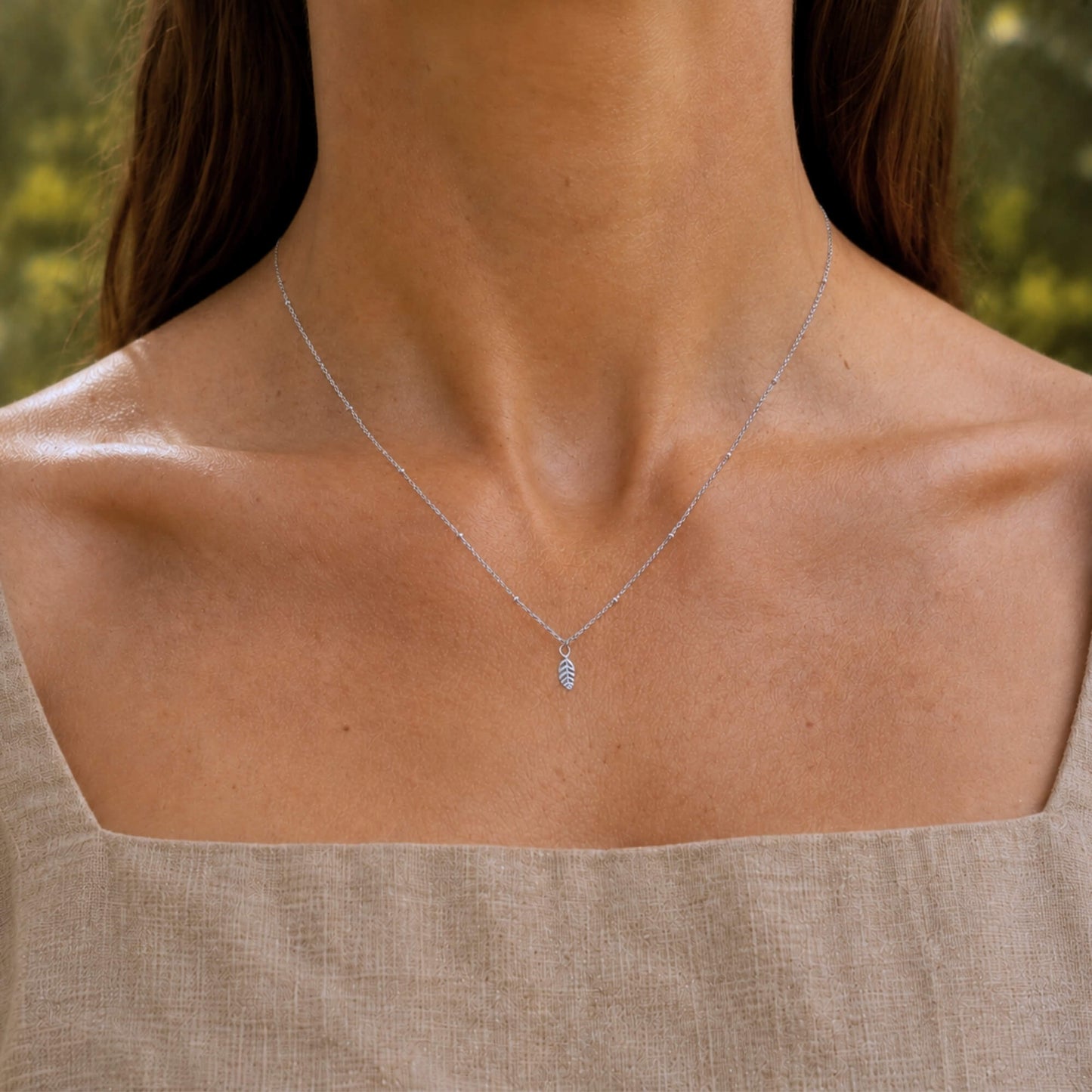 Little Leaf Necklace Polished Steel