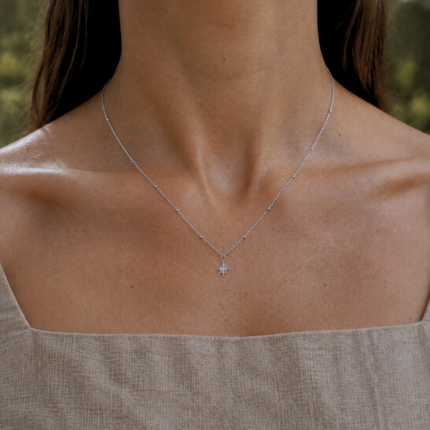 Starburst Necklace Polished Steel