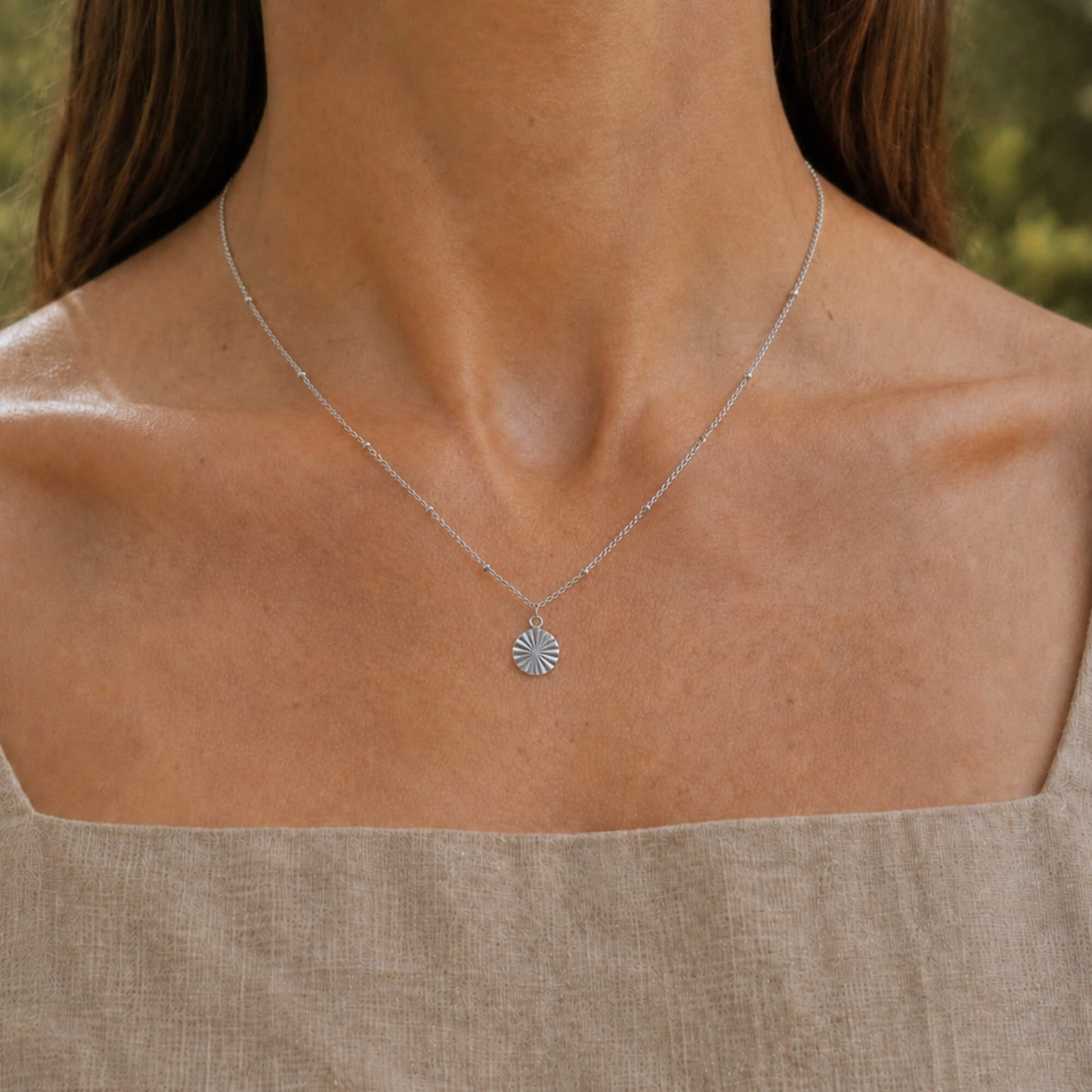 Sunburst Necklace Polished Steel