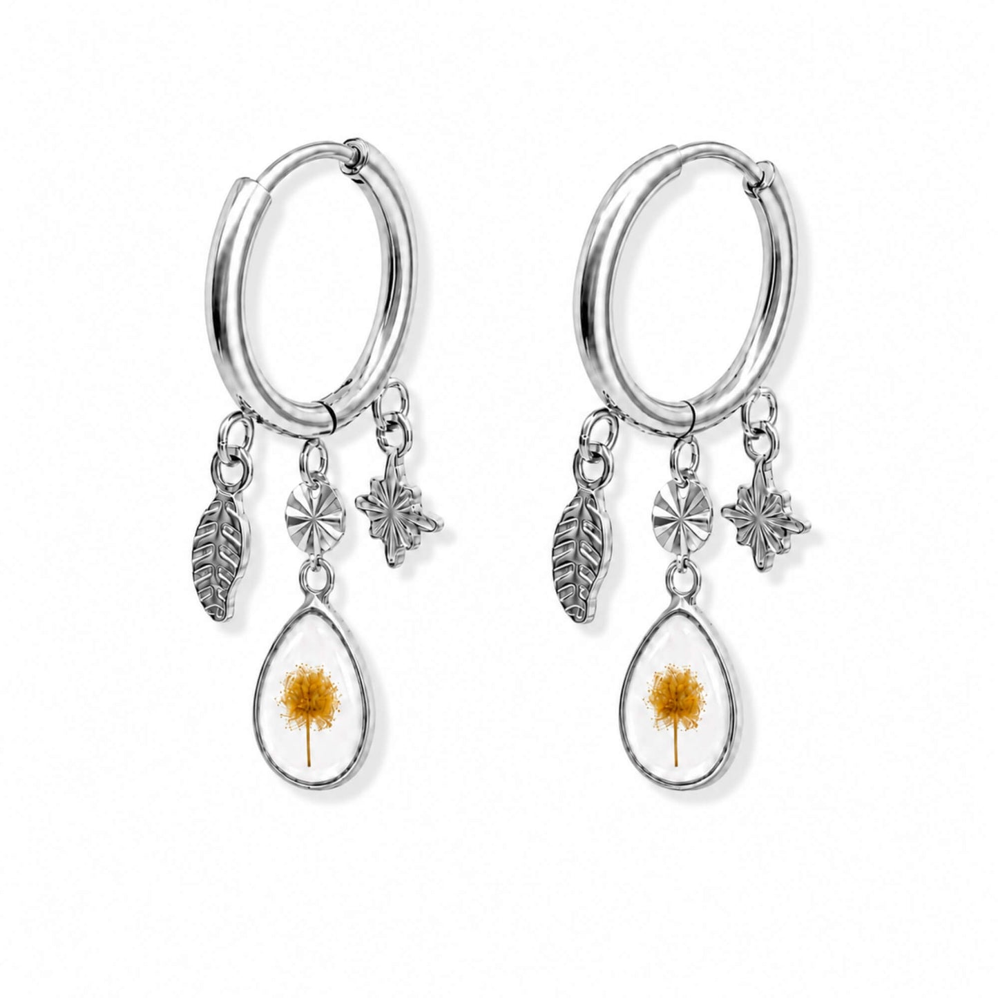 Wattle Statement Hoop Earrings Polished Steel