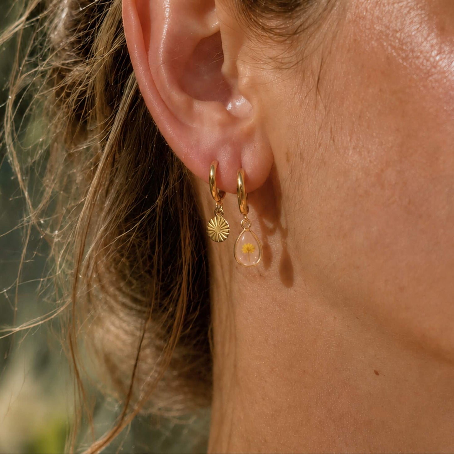 Wattle Hoop Earrings 18K Gold