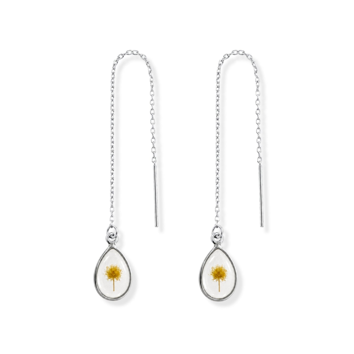 Wattle Threader Earrings Polished Steel