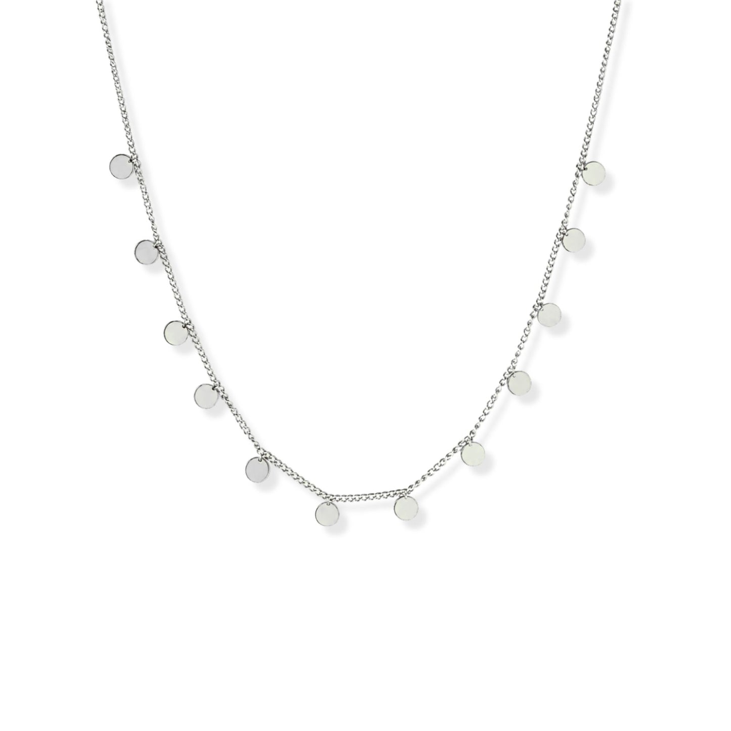 Coin Charm Necklace Polished Steel
