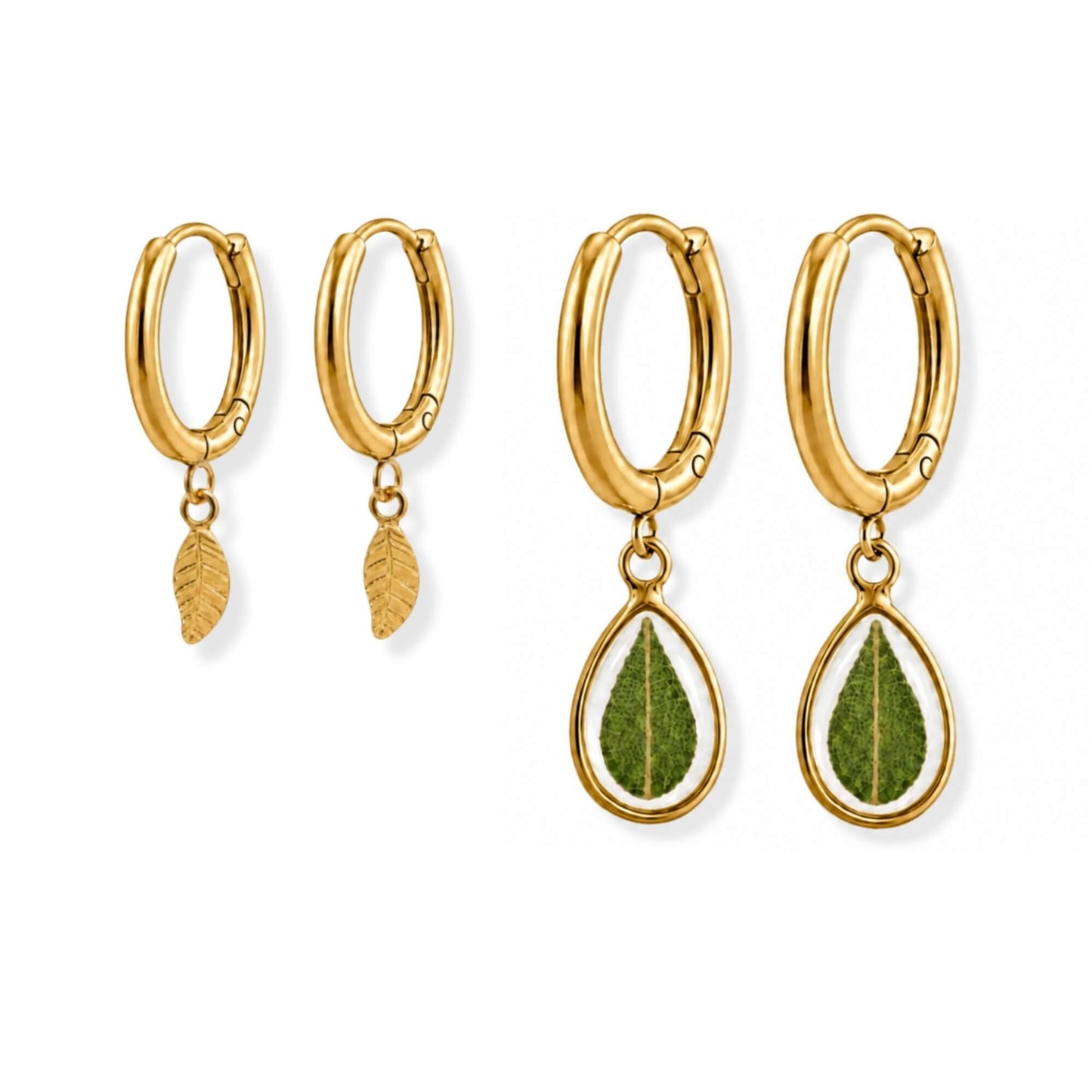 Eucalyptus Hoop Earring Stacker Set