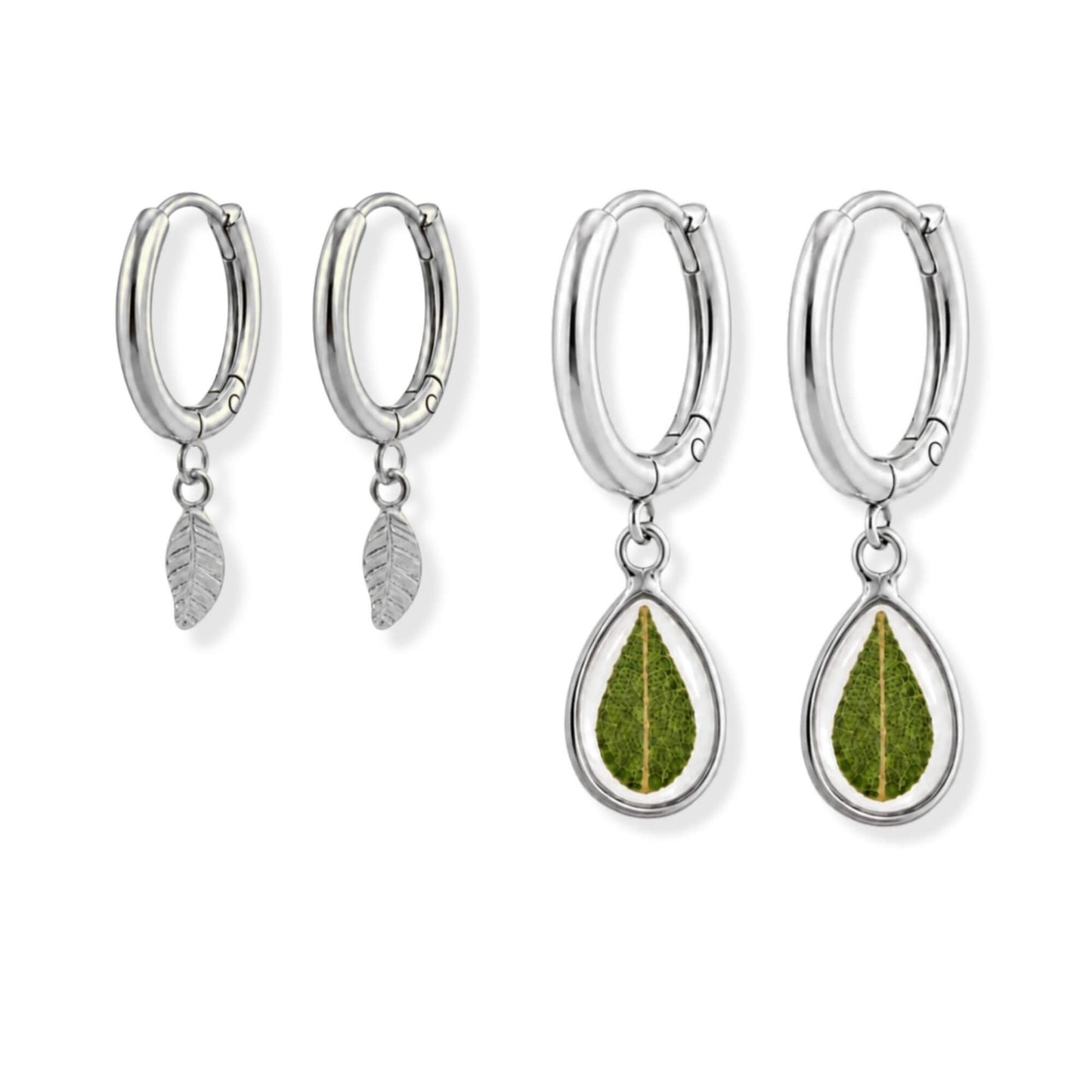 Eucalyptus Hoop Earring Stacker Set