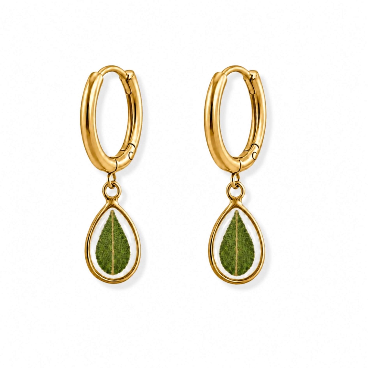 Eucalyptus Hoop Earrings 18K Gold