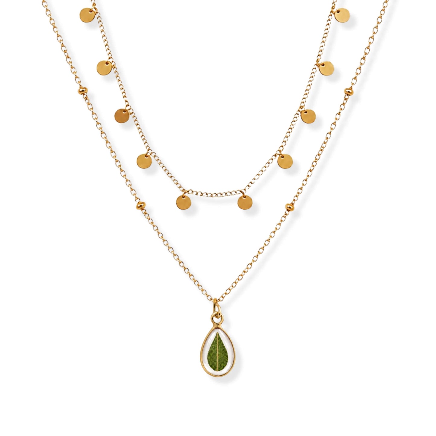 Eucalyptus Necklace Set 18K Gold
