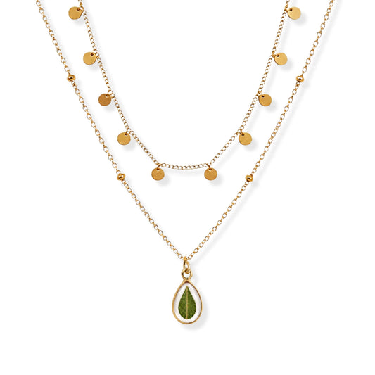 Eucalyptus Necklace Set 18K Gold