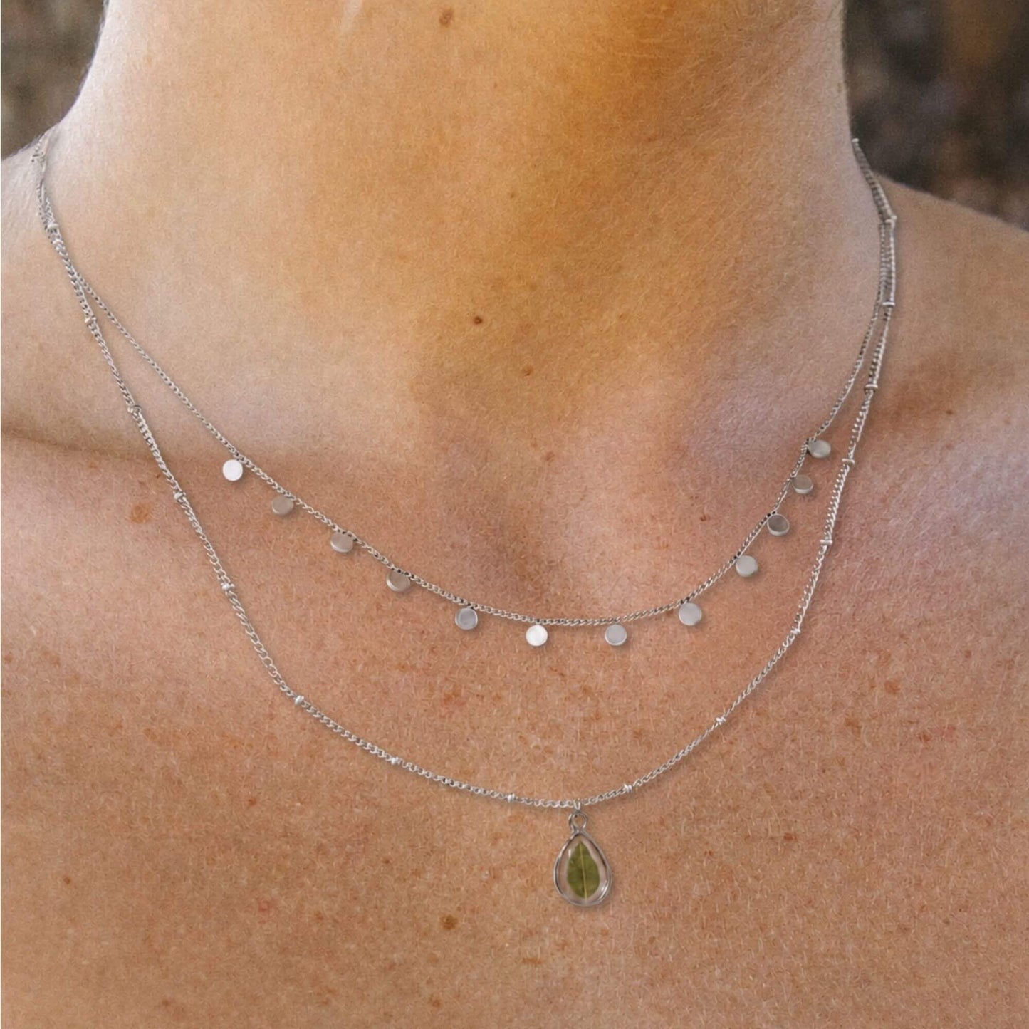 Eucalyptus Necklace Polished Steel