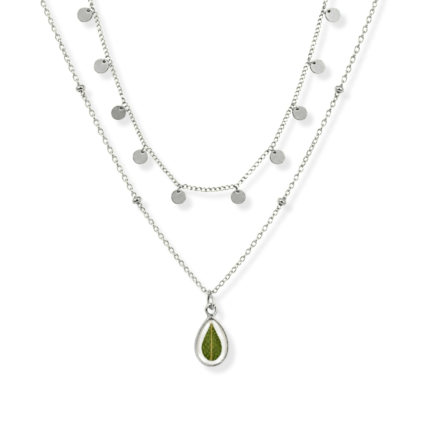 Eucalyptus Necklace Set Polished Steel