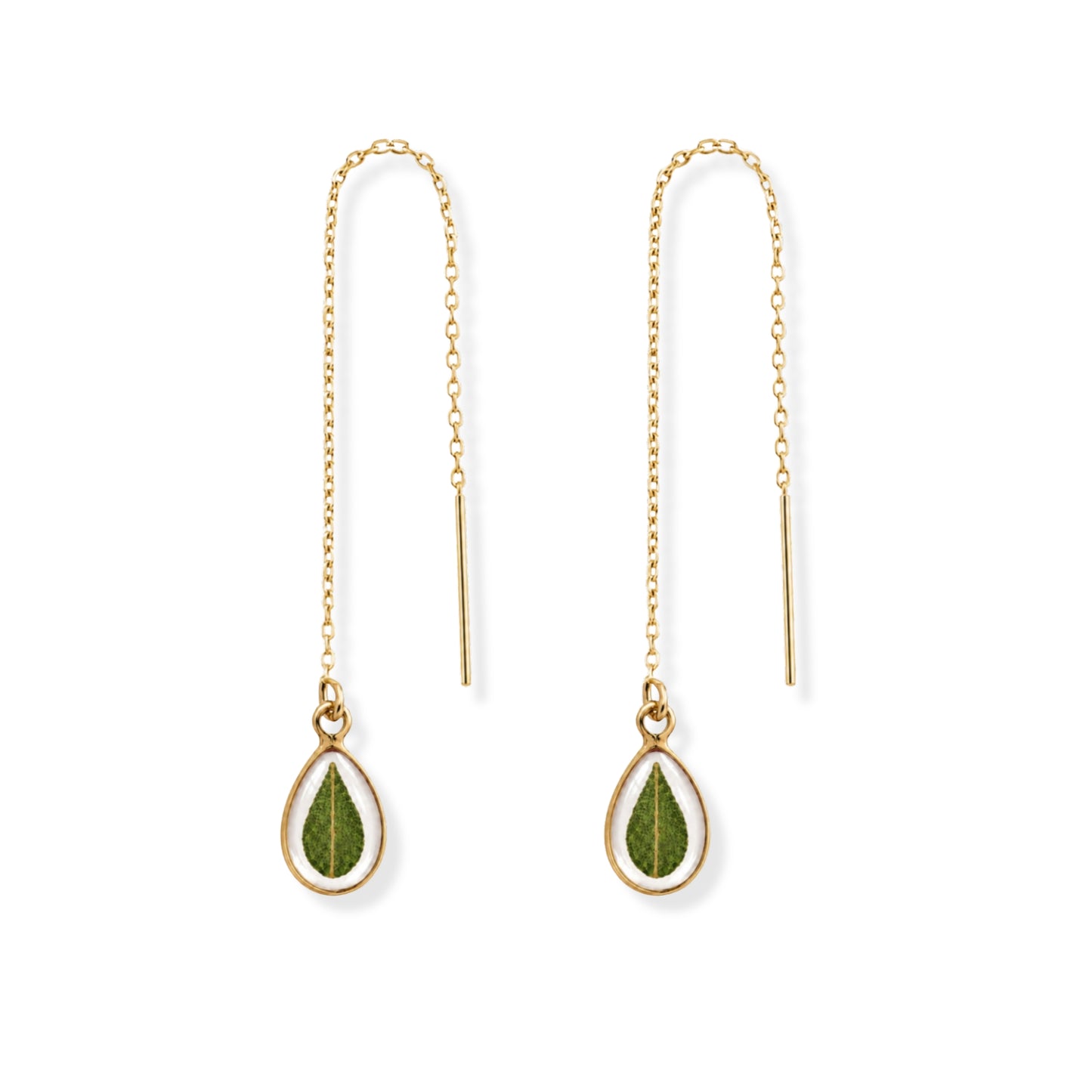 Eucalyptus Threader Earrings 18K Gold
