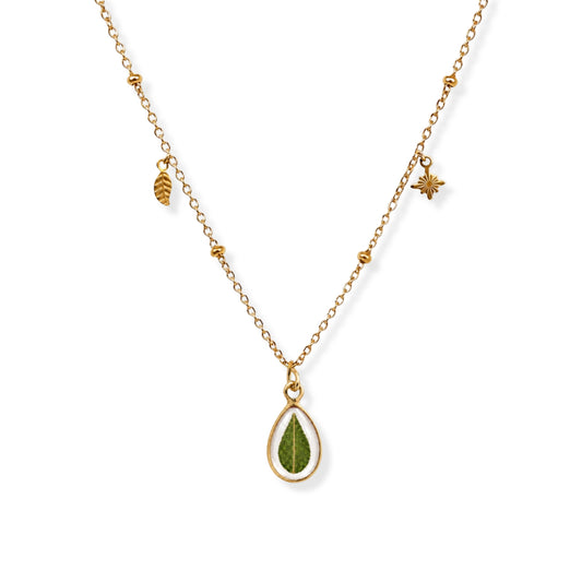Eucalyptus Triple Charm Necklace 18K Gold