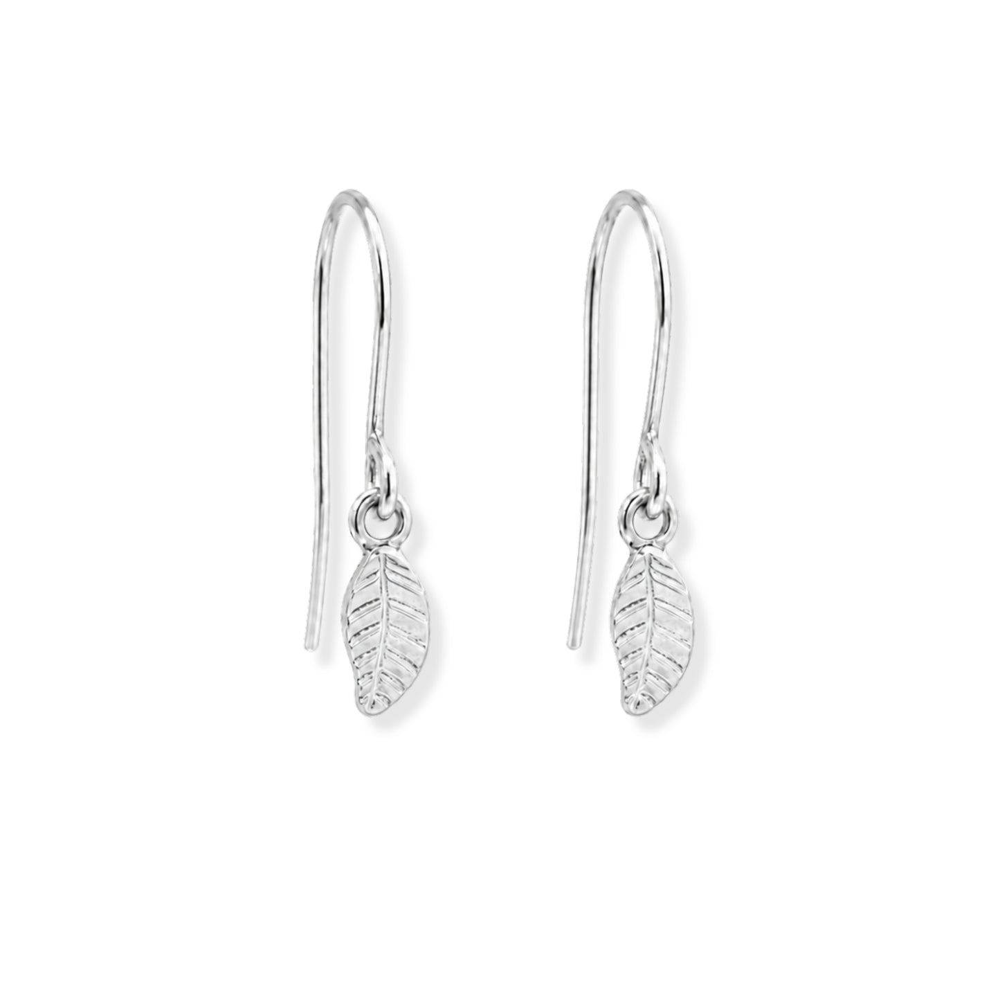Little Leaf Drop Earrings Polished Steel
