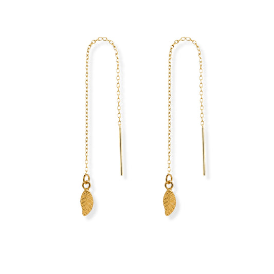 Little Leaf Threader Earrings 18K Gold