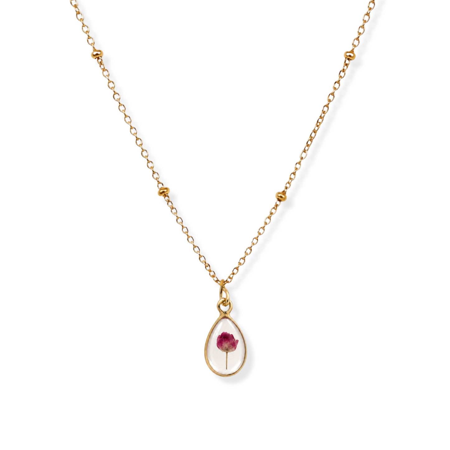Pink Rice Flower Necklace 18K Gold