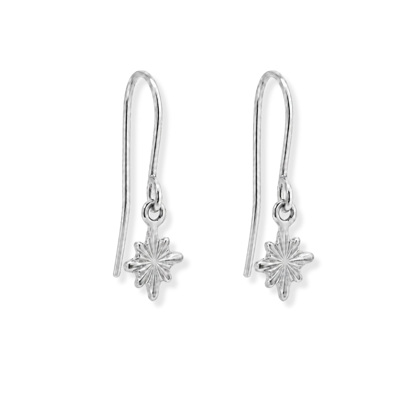 Starburst Drop Earrings Polished Steel