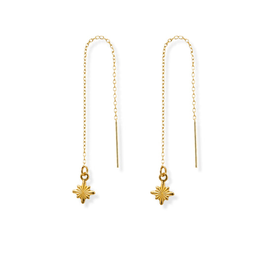 Starburst Threader Earrings 18K Gold