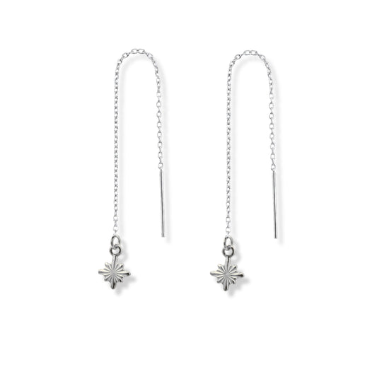 Starburst Threader Earrings Polished Steel