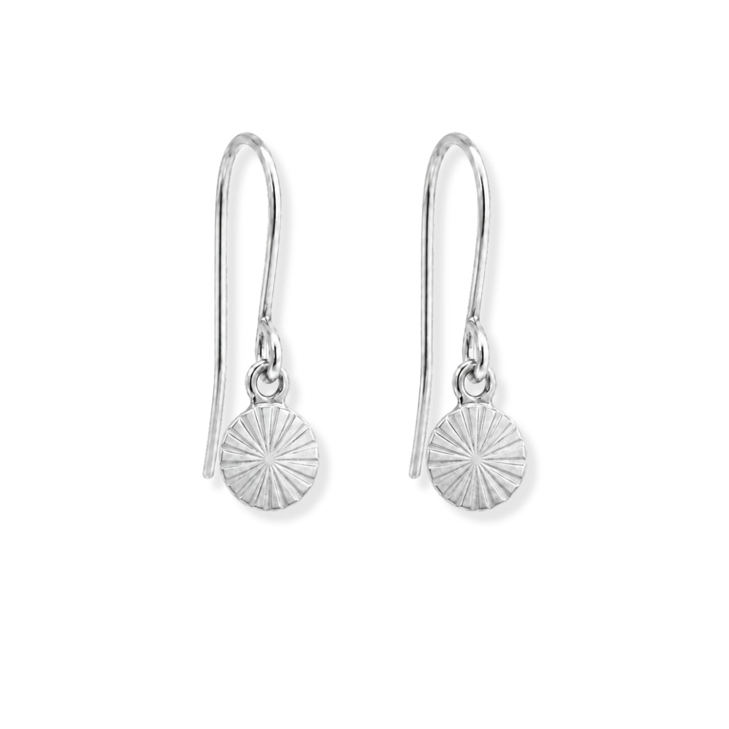 Sunburst Drop Earrings Polished Steel