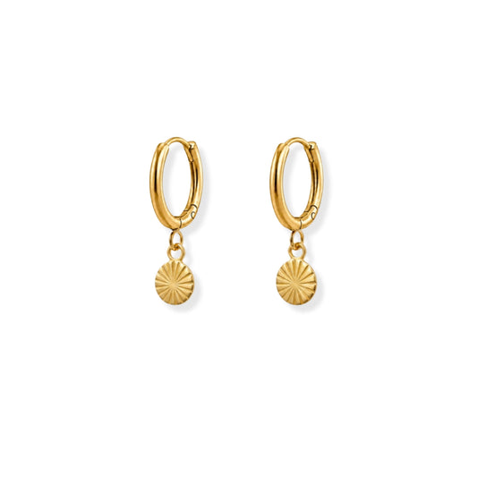 Sunburst Mini Hoop Earrings 18K Gold