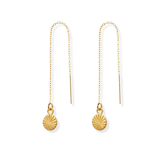 Sunburst Threader Earrings 18K Gold