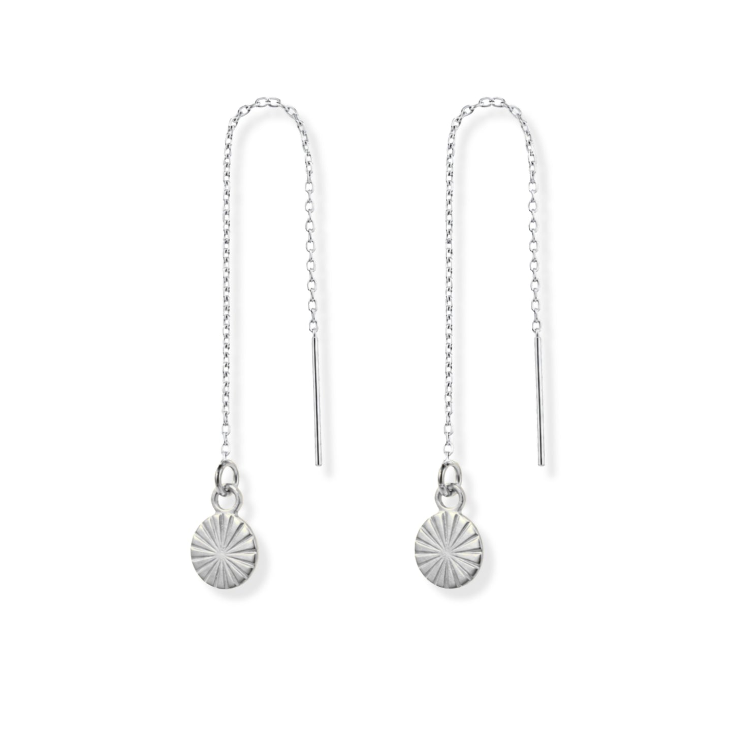 Sunburst Threader Earrings Polished Steel