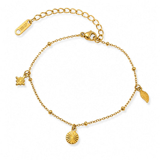 Triple Charm Bracelet 18K Gold