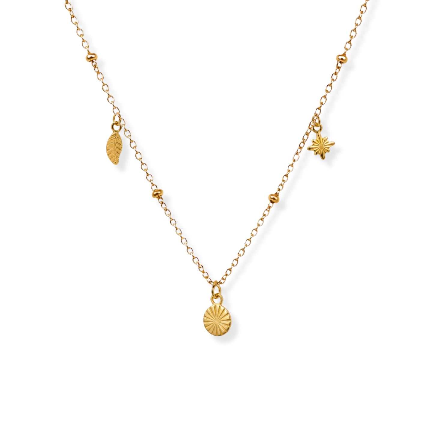Triple Charm Necklace 18K Gold