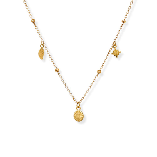 Triple Charm Necklace 18K Gold