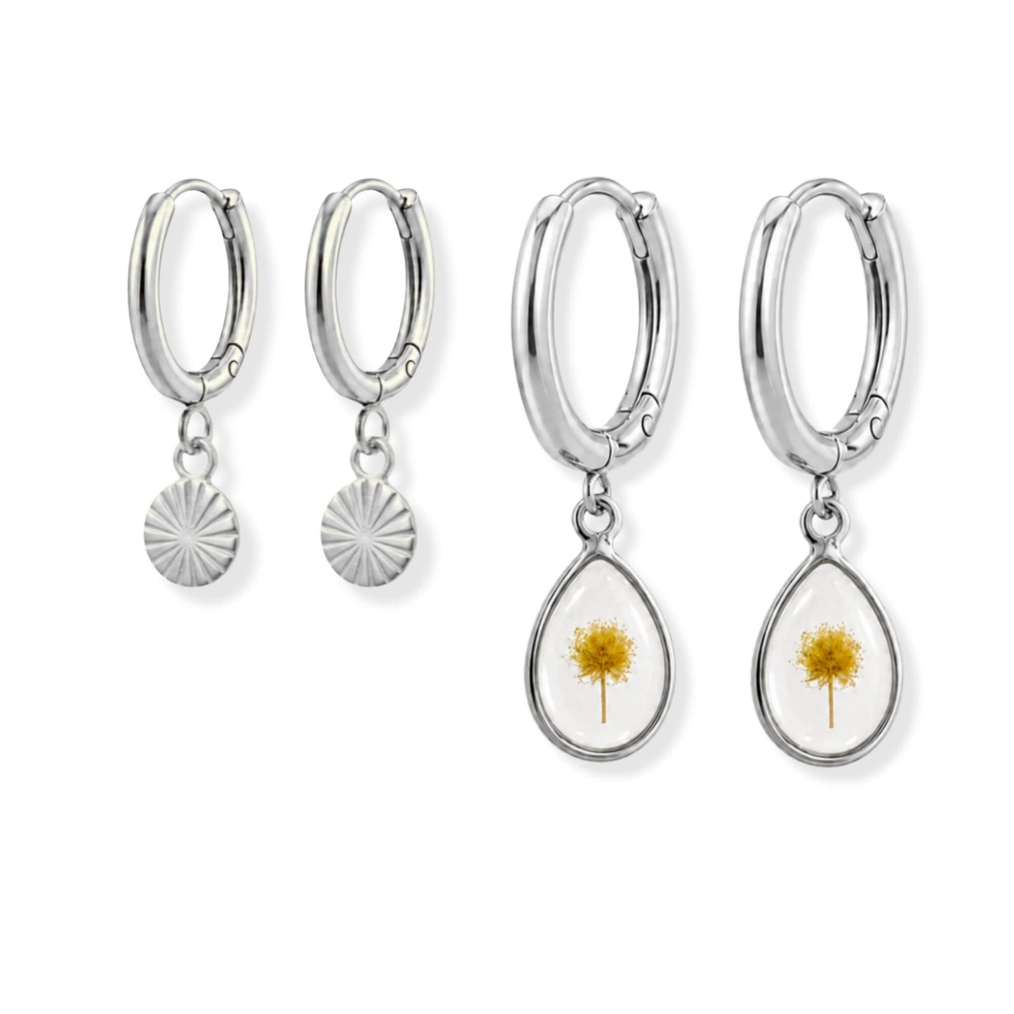 Wattle Hoop Earring Stacker Set Polished Steel
