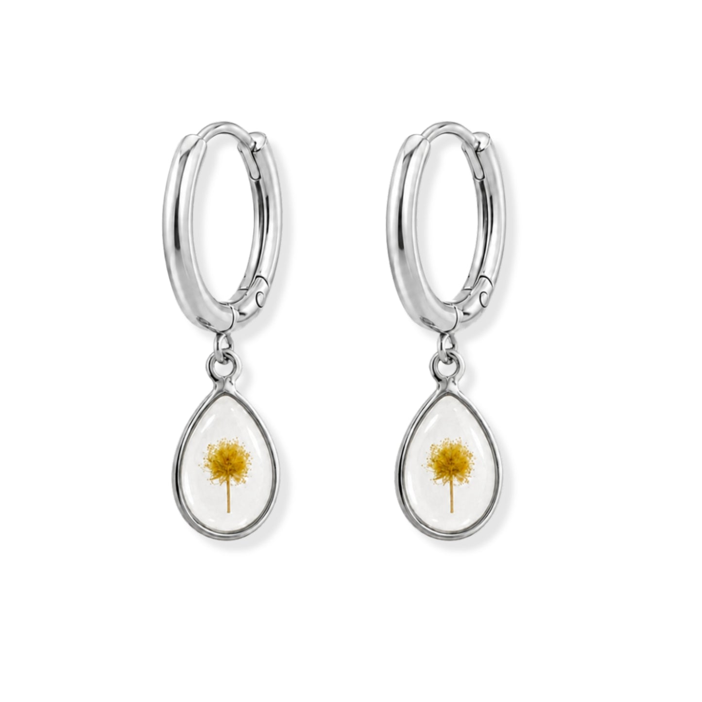 Wattle Hoop Earrings Polished Steel