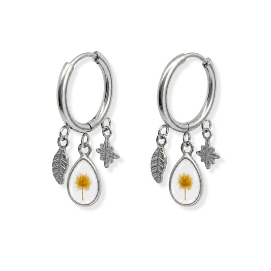 Wattle Triple Charm Earrings Polished Steel