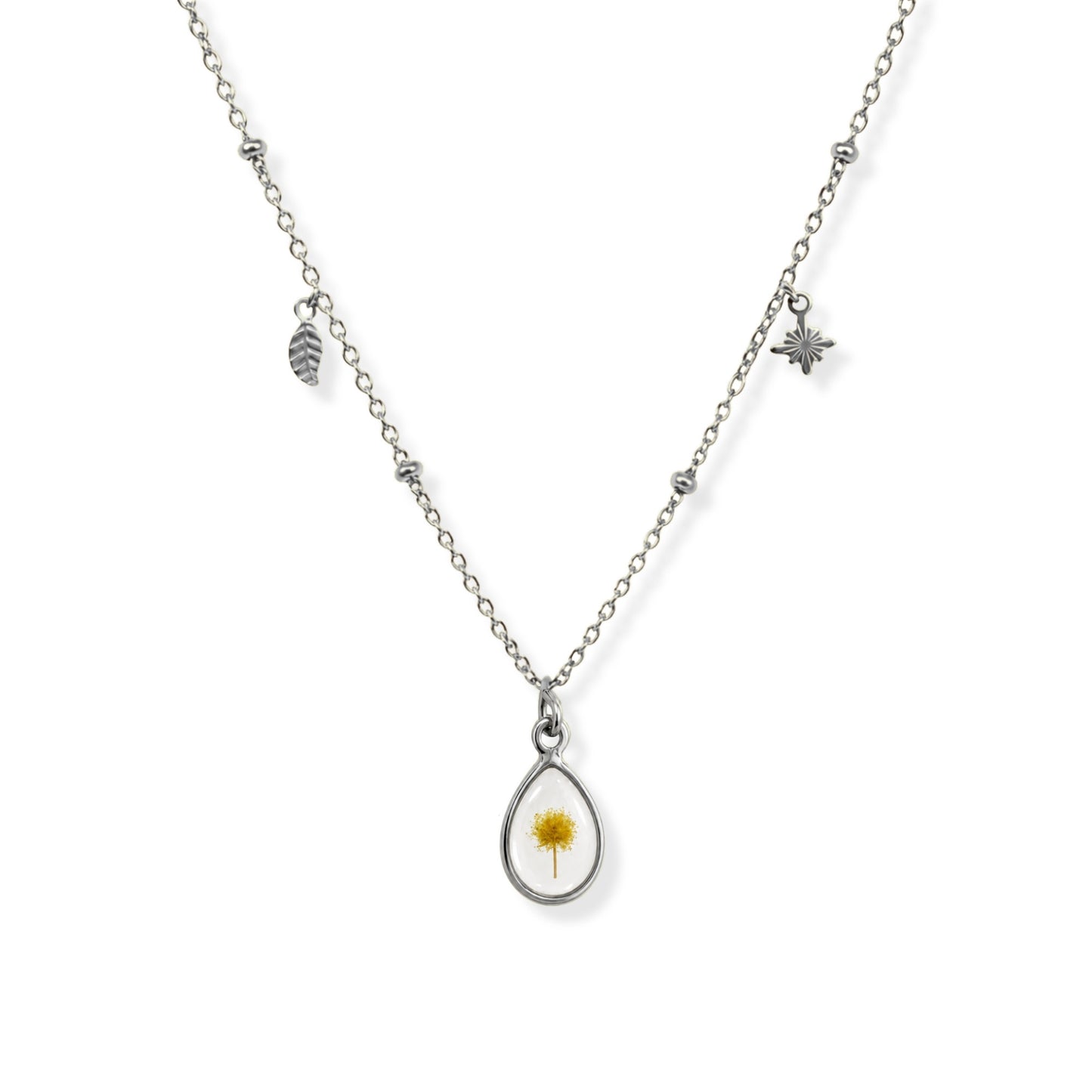 Wattle Triple Charm Necklace Polished Steel