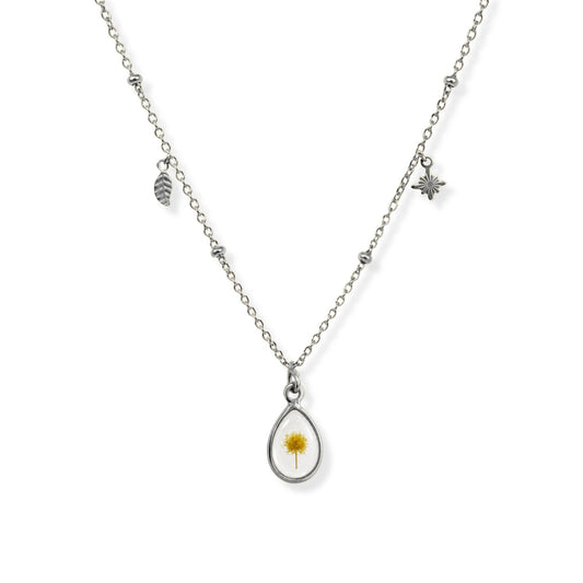 Wattle Triple Charm Necklace Polished Steel